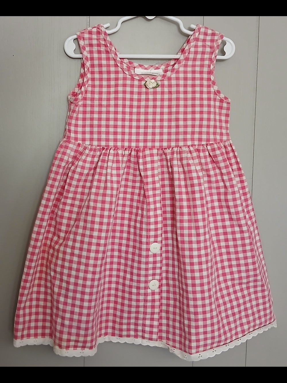 Bonnie Jean Vintage Girls Size 5 Floral Checkered Eyelet Dress